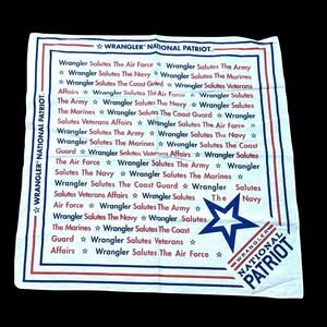 VTG Wrangler National Patriot White Bandana Handkerchief Scarf Military USA NOS